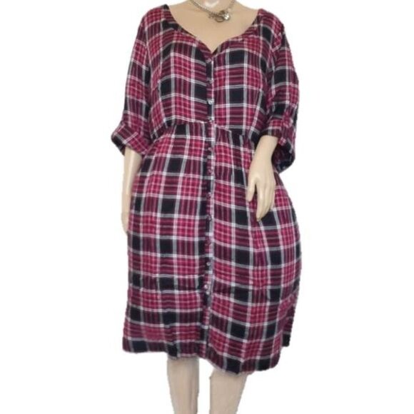 Torrid Plaid Button Front Shirt Dress Plus - Picture 1 of 5